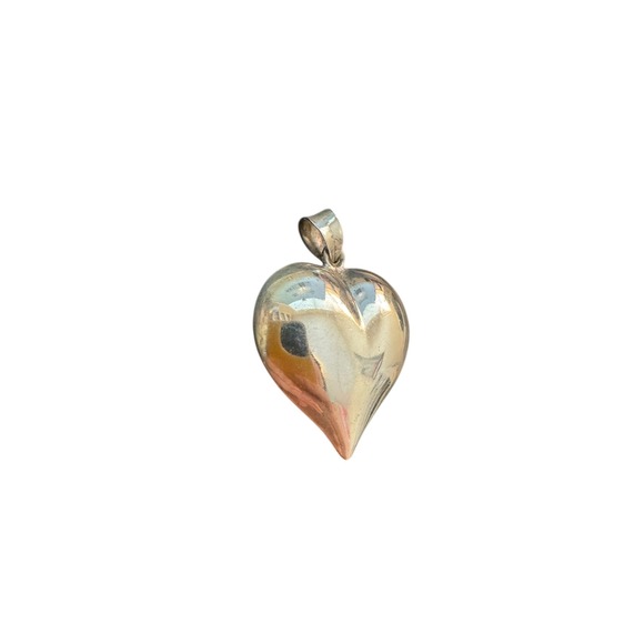 Silver Large Puffy Heart Pendant Heart Charm - Picture 2 of 10
